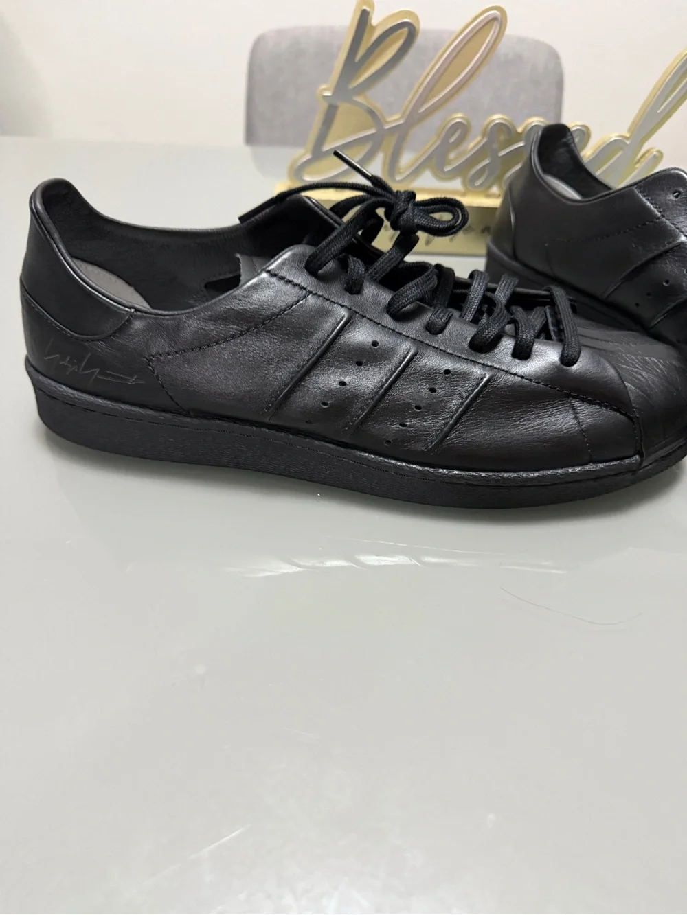 Y-3 Men's Black Leather Shell-Toe Low-Top Sneakers size 11.5 IE3237